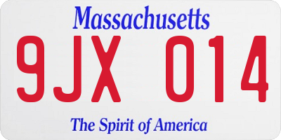 MA license plate 9JX014
