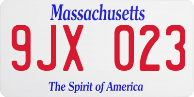 MA license plate 9JX023