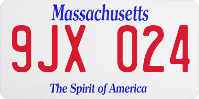 MA license plate 9JX024