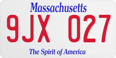 MA license plate 9JX027