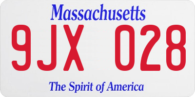 MA license plate 9JX028