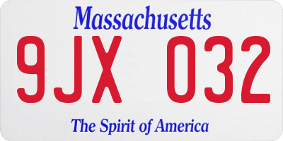 MA license plate 9JX032
