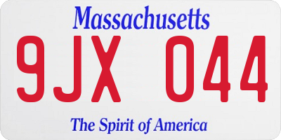 MA license plate 9JX044