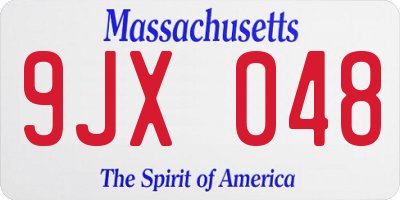 MA license plate 9JX048