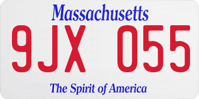 MA license plate 9JX055