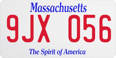 MA license plate 9JX056