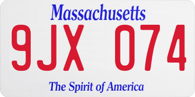 MA license plate 9JX074