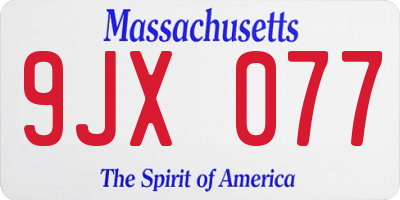 MA license plate 9JX077