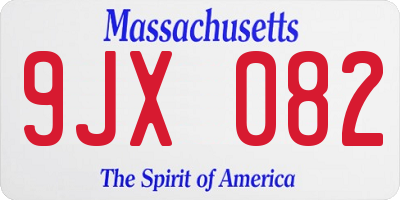 MA license plate 9JX082