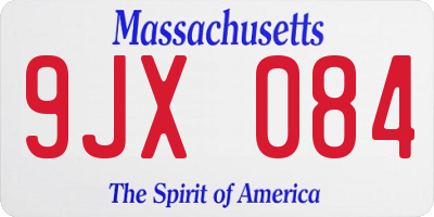MA license plate 9JX084