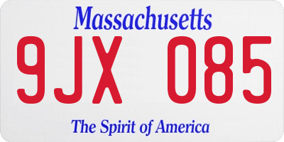 MA license plate 9JX085