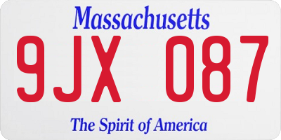 MA license plate 9JX087