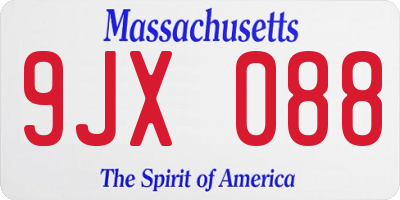 MA license plate 9JX088