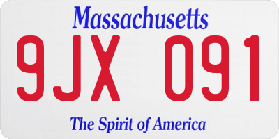 MA license plate 9JX091