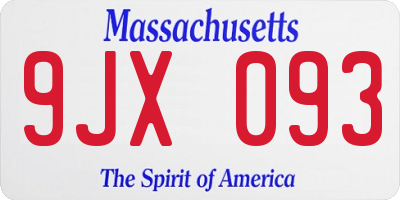 MA license plate 9JX093