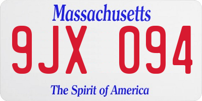 MA license plate 9JX094