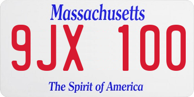 MA license plate 9JX100
