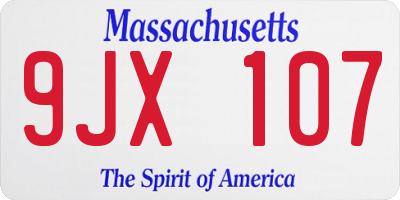 MA license plate 9JX107
