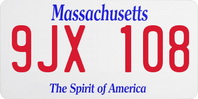 MA license plate 9JX108