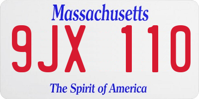 MA license plate 9JX110