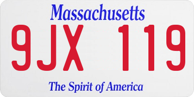 MA license plate 9JX119