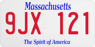 MA license plate 9JX121