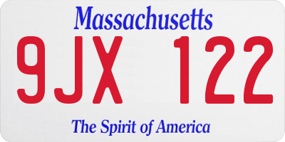 MA license plate 9JX122