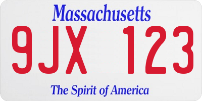 MA license plate 9JX123