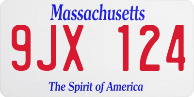 MA license plate 9JX124