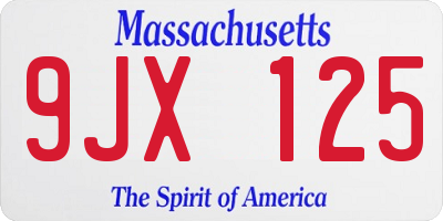 MA license plate 9JX125