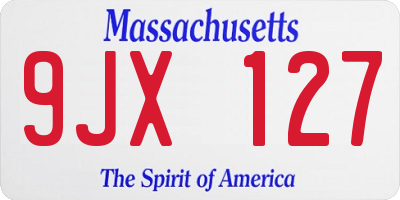 MA license plate 9JX127
