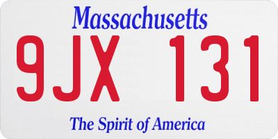 MA license plate 9JX131