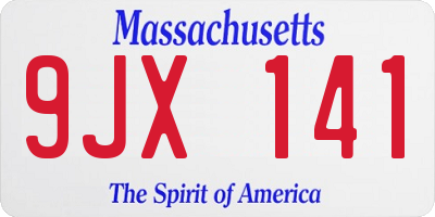MA license plate 9JX141