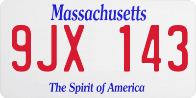 MA license plate 9JX143