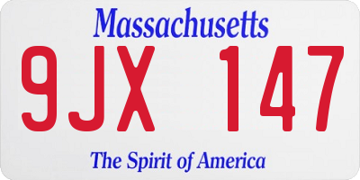 MA license plate 9JX147