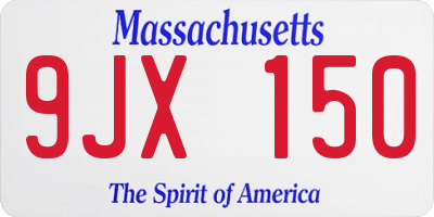 MA license plate 9JX150