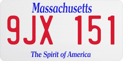 MA license plate 9JX151