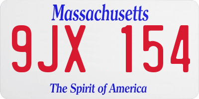 MA license plate 9JX154