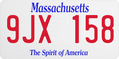 MA license plate 9JX158