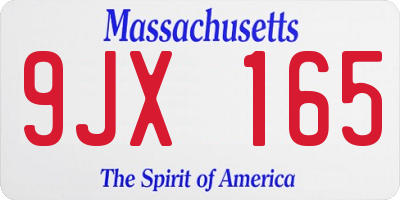MA license plate 9JX165