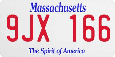 MA license plate 9JX166