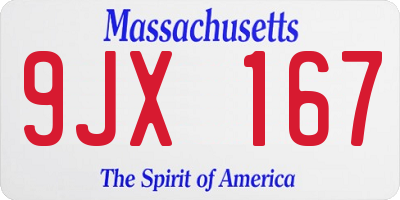 MA license plate 9JX167