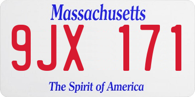 MA license plate 9JX171