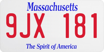 MA license plate 9JX181
