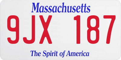 MA license plate 9JX187