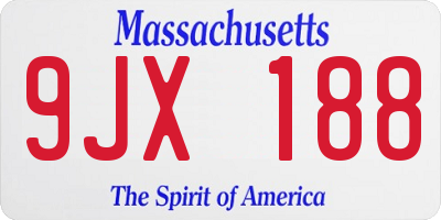 MA license plate 9JX188