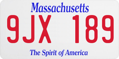 MA license plate 9JX189