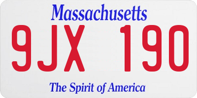 MA license plate 9JX190