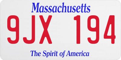 MA license plate 9JX194