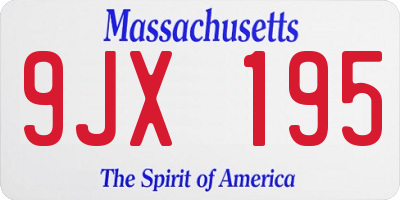 MA license plate 9JX195